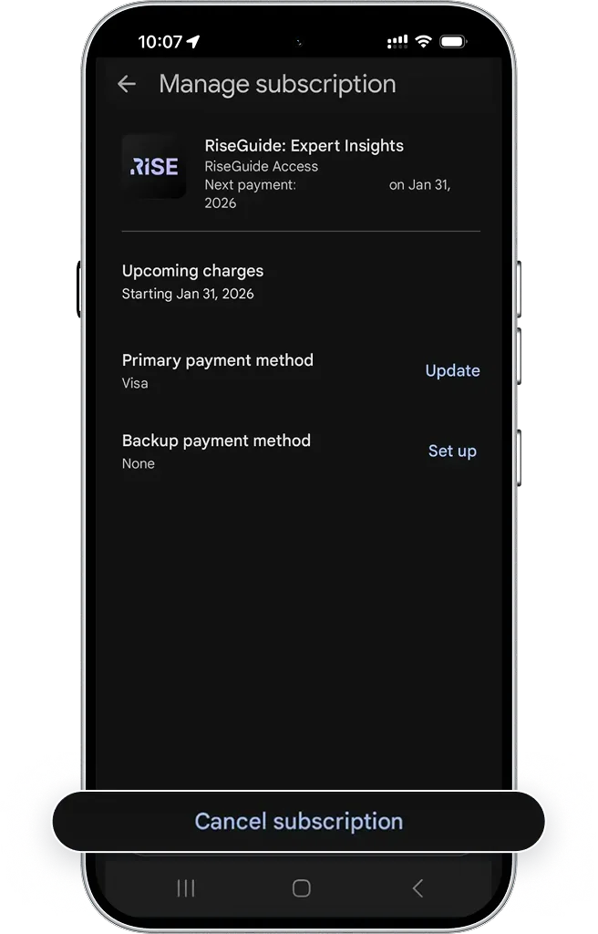 Google Play Manage subscription with Cancel button