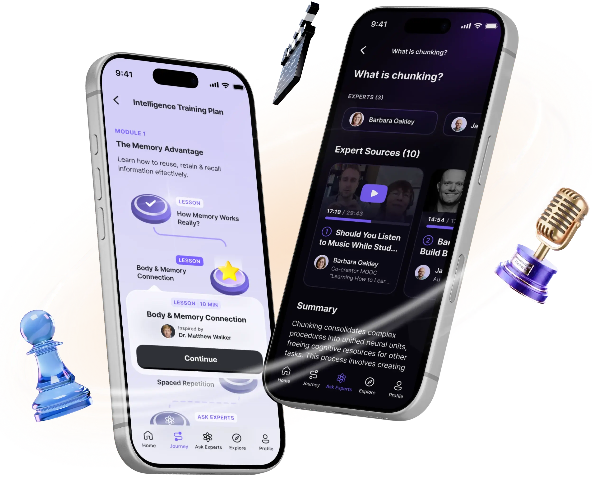RiseGuide app screens — expert-led micro-learning